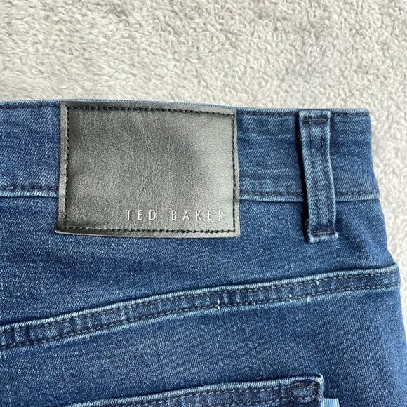NWOT Ted Baker Men's 34X32 Dark Wash Straight Jeans  Blue - Picture 7 of 8
